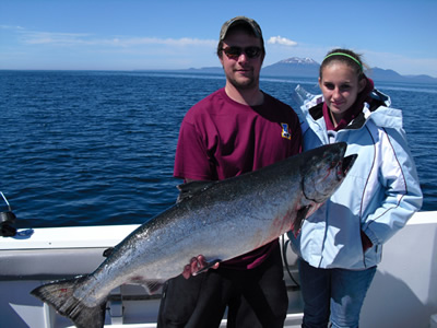 Brittney Maki catches her first King . . 32 lbs!